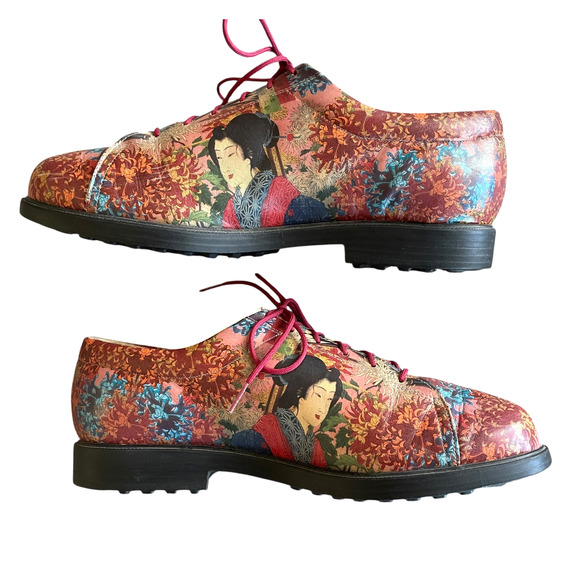 ICON Men\'s Size 10 Brick Red Multi Leather Wearable Art Lace-Up Oxford Shoes NEW main image 10